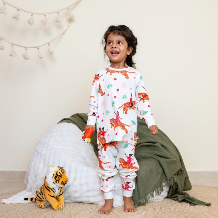 Dxb Unisex | Kids Organic Cotton Pyjama Set | Tiger Print