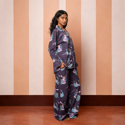 Long PJ Set in PEACOCK DREAMS