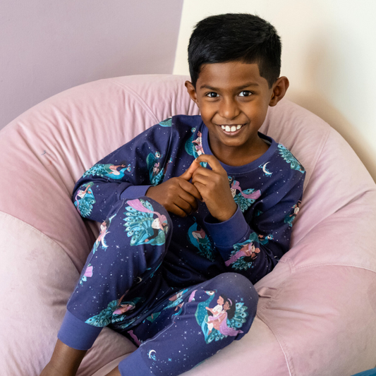 Unisex | Kids Organic Cotton Pyjama Set | Peacock Print