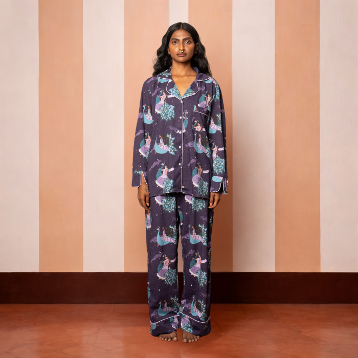 Long PJ Set in PEACOCK DREAMS