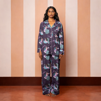 Long PJ Set in PEACOCK DREAMS