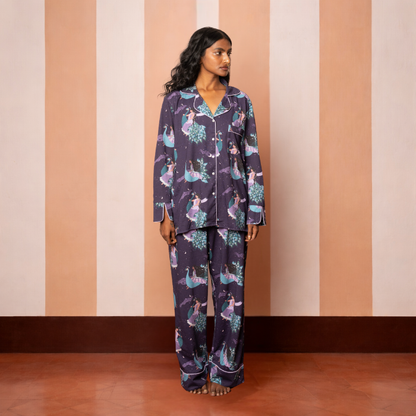 Long PJ Set in PEACOCK DREAMS