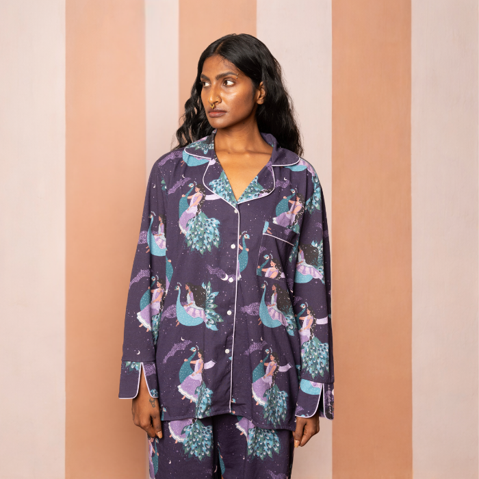 Long PJ Set in PEACOCK DREAMS