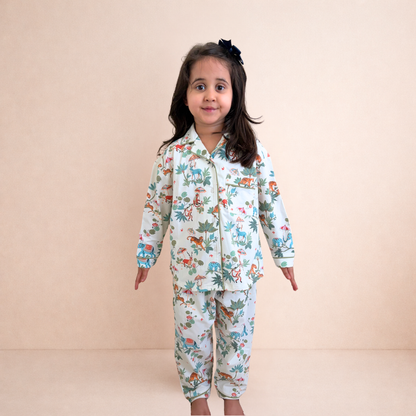 Kids Button Up PJ Set in JANGAL