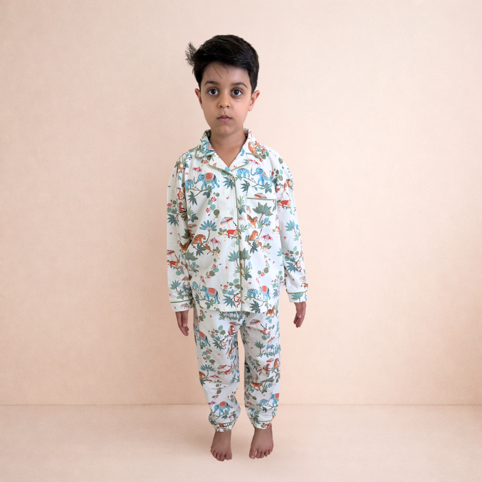 Kids Button Up PJ Set in JANGAL