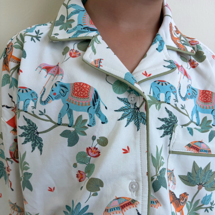 Kids Button Up PJ Set in JANGAL
