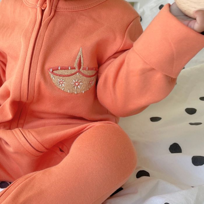 Embroidered Diya Sleepsuit