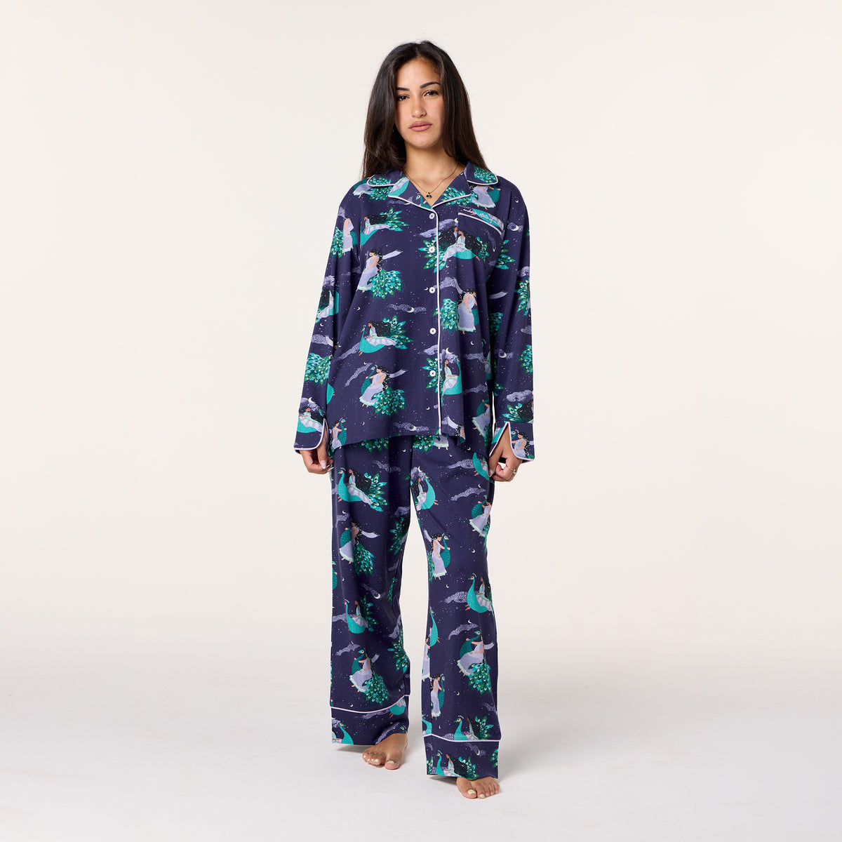 Long PJ Set in PEACOCK DREAMS