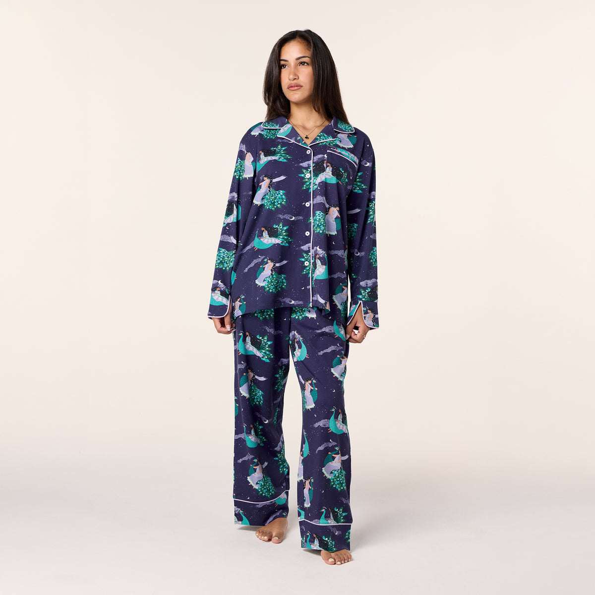 Long PJ Set in PEACOCK DREAMS