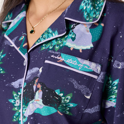 Long PJ Set in PEACOCK DREAMS