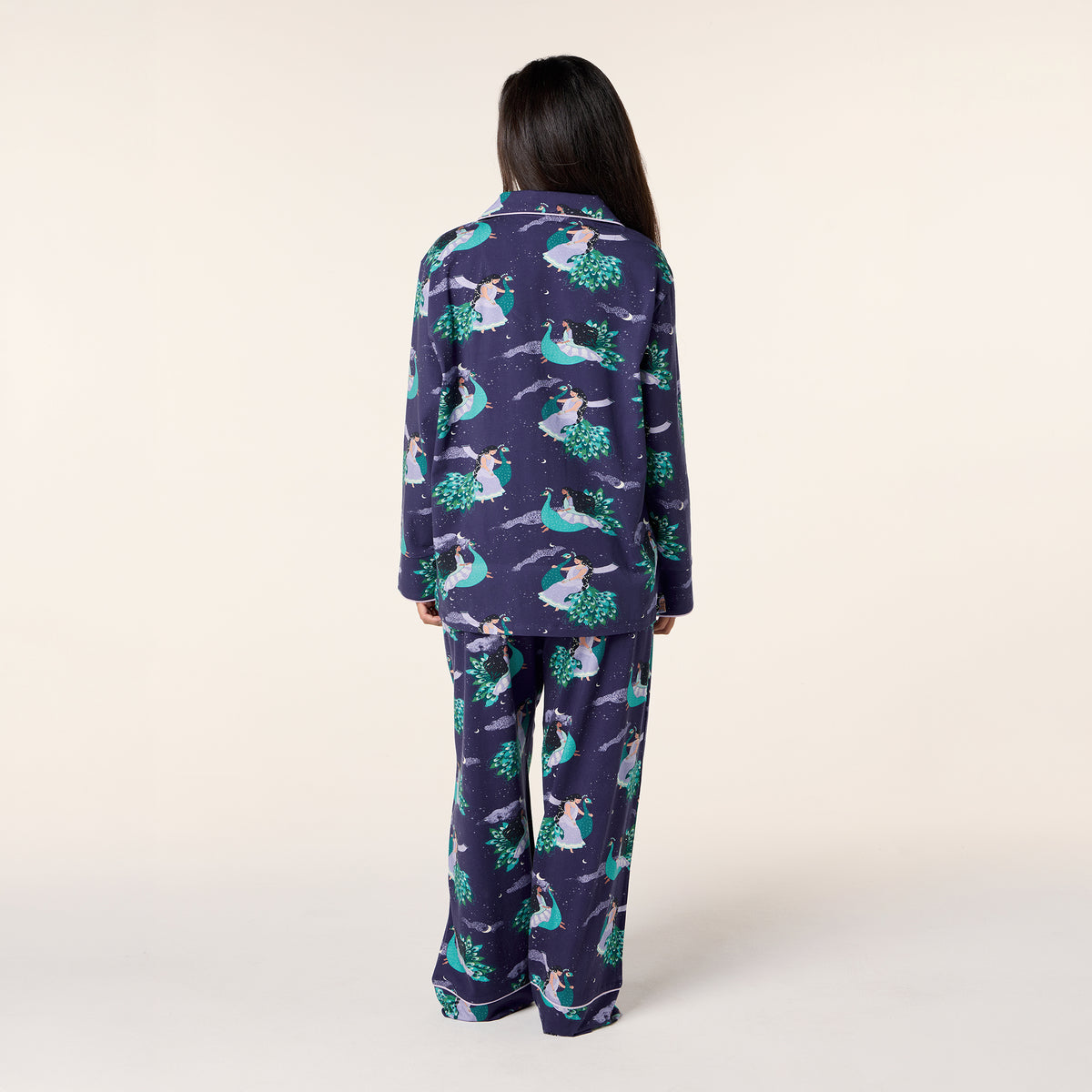 Long PJ Set in PEACOCK DREAMS