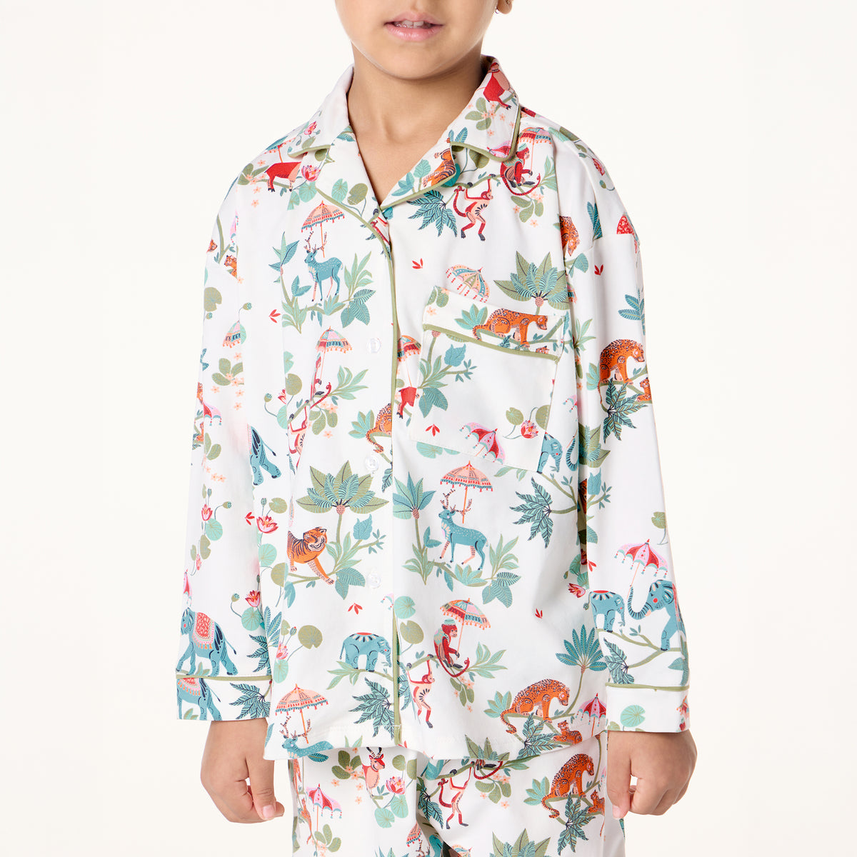 Kids Button Up PJ Set in JANGAL