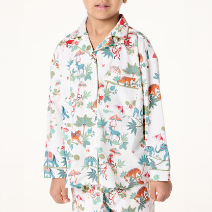 Kids Button Up PJ Set in JANGAL