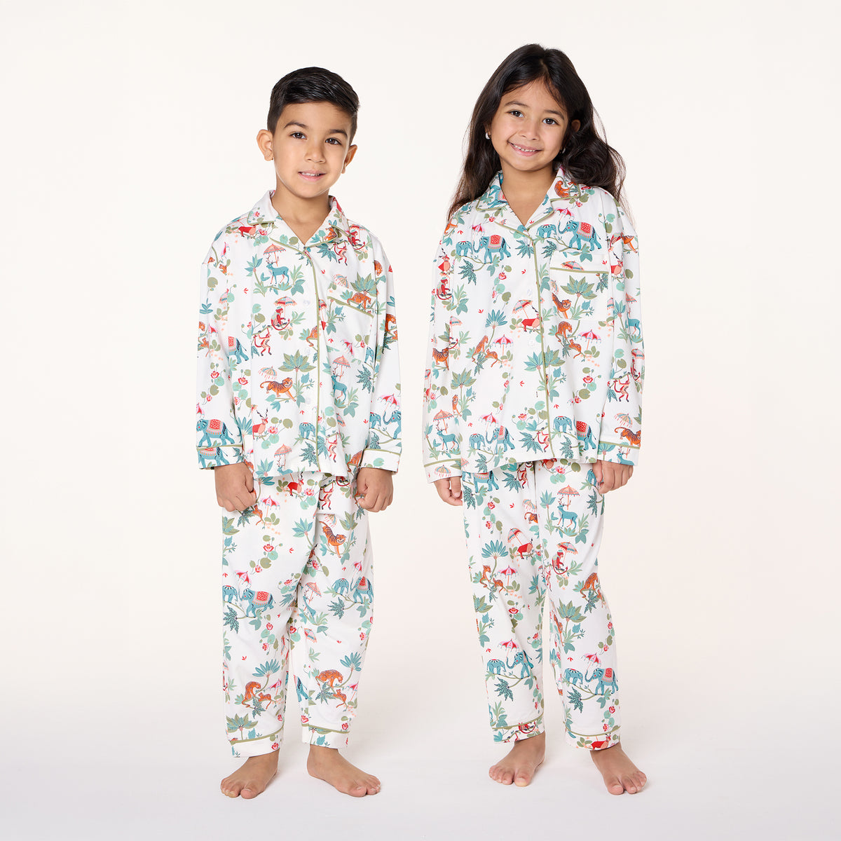 Kids Button Up PJ Set in JANGAL