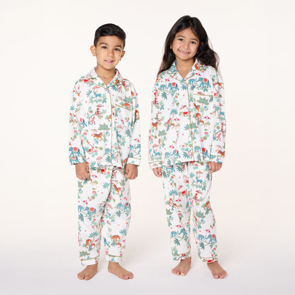 Kids Button Up PJ Set in JANGAL