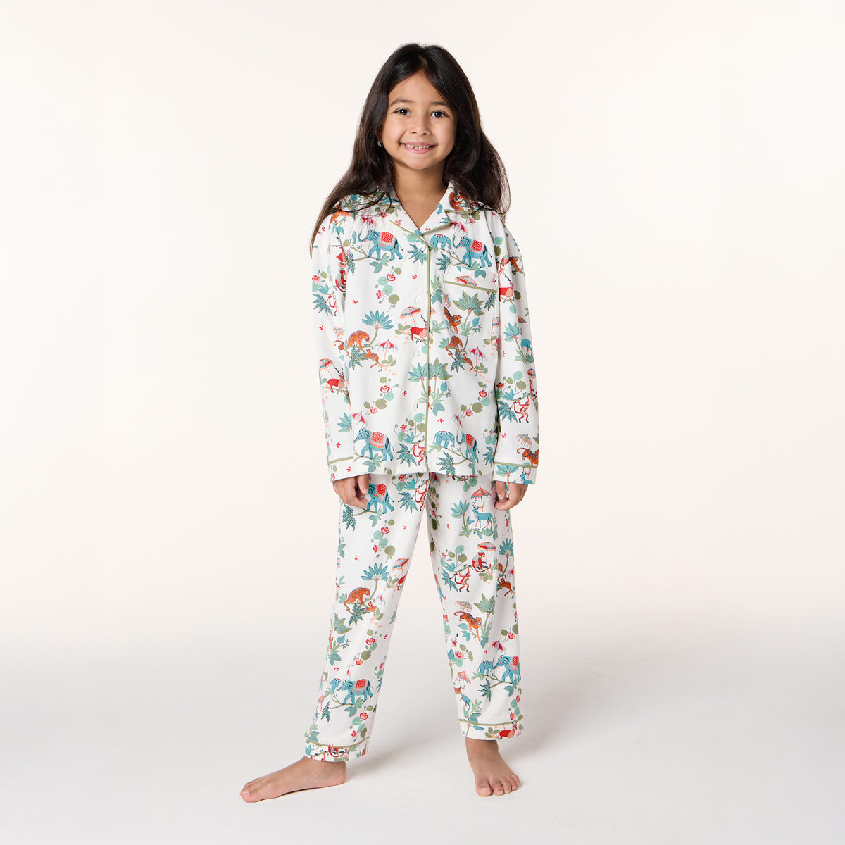 Kids Button Up PJ Set in JANGAL