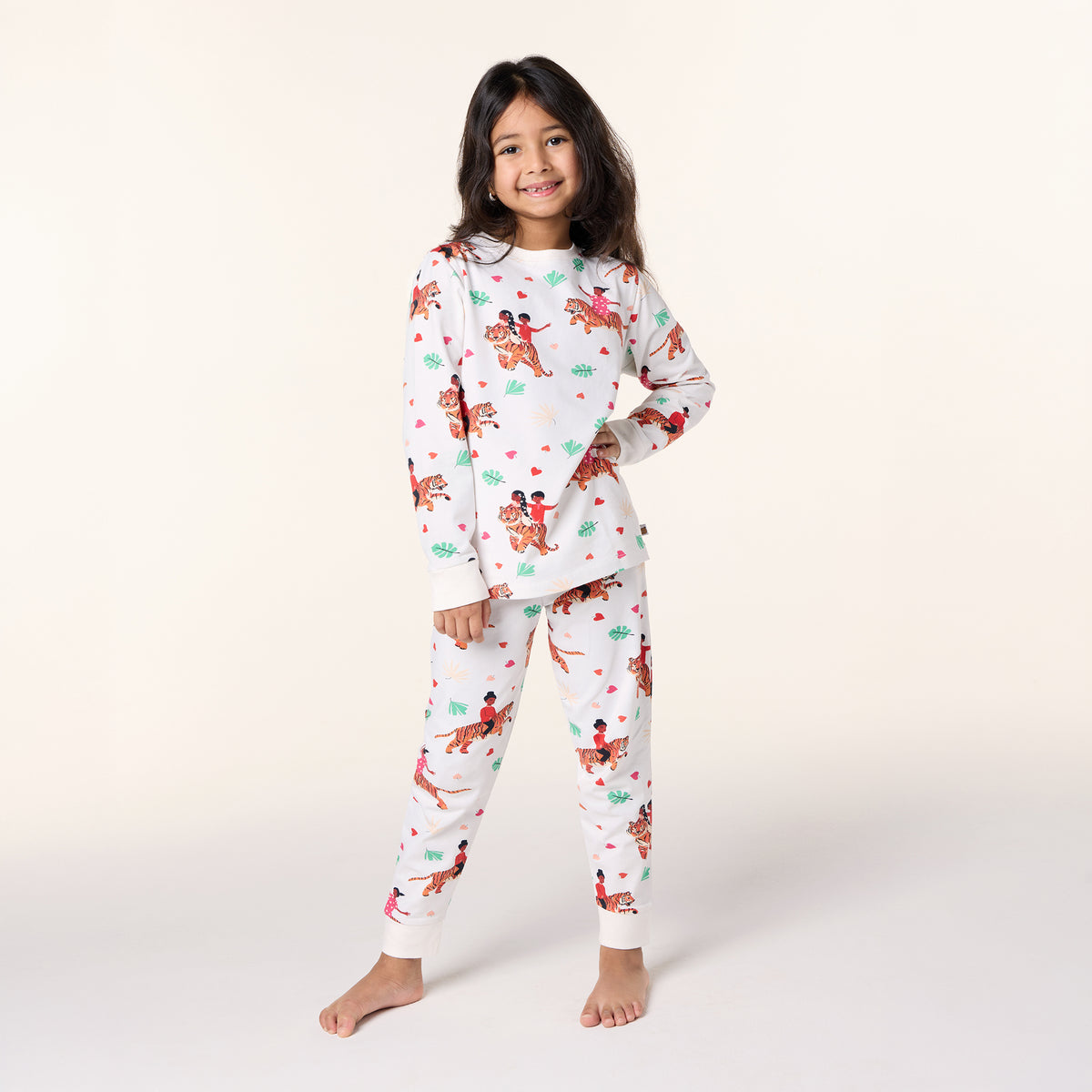 Tiger Print Organic Cotton Pullover Pyjama Set