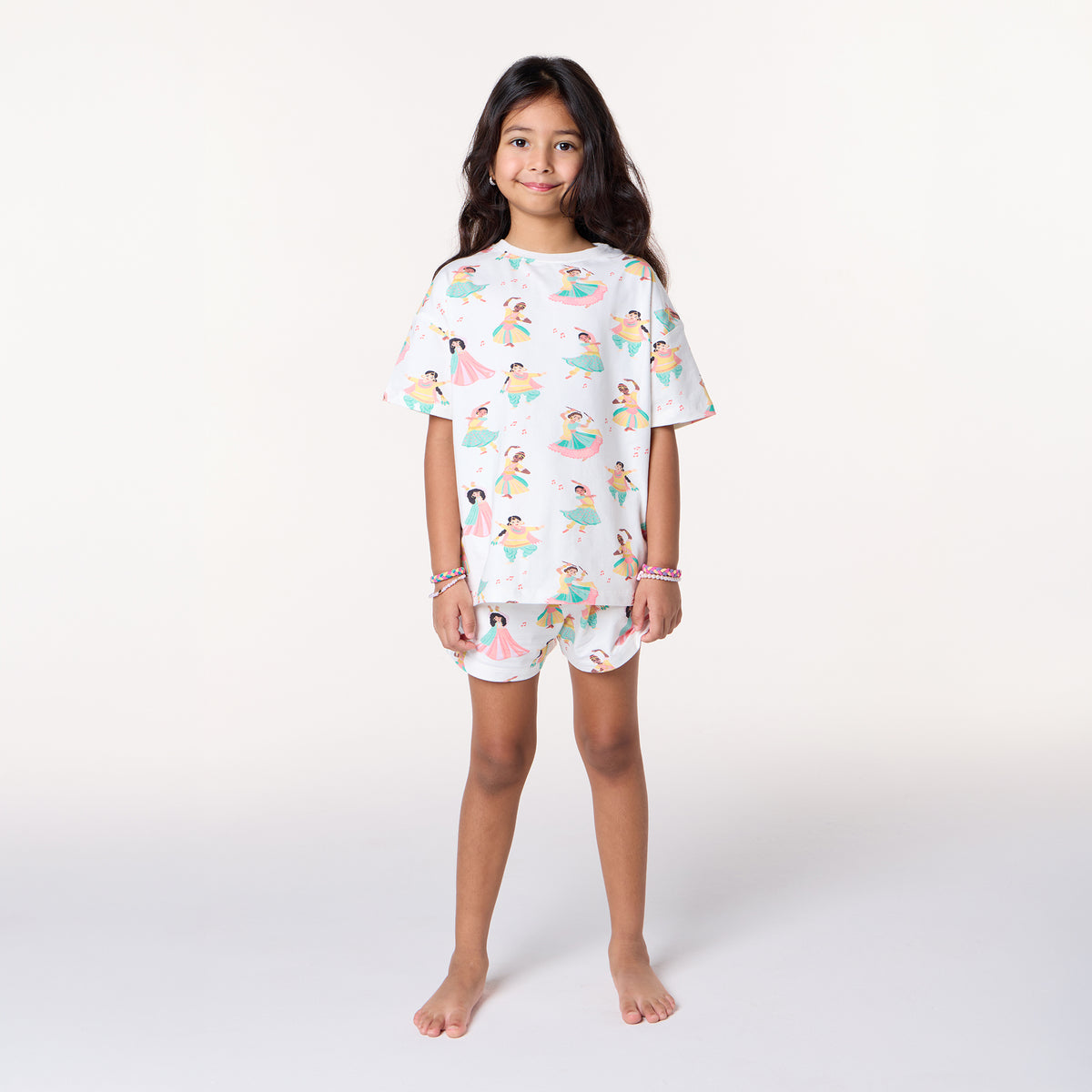 Girls South Asian Dancers Organic Cotton Short Pyjama Set