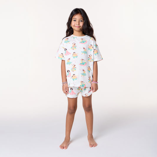 Girls South Asian Dancers Organic Cotton Short Pyjama Set