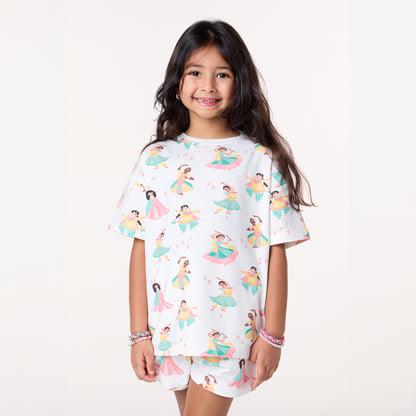 Girls South Asian Dancers Organic Cotton Short Pyjama Set