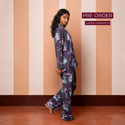 Long PJ Set in PEACOCK DREAMS