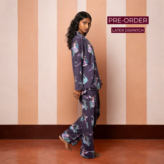 Long PJ Set in PEACOCK DREAMS