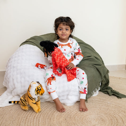 Dxb Unisex | Kids Organic Cotton Pyjama Set | Tiger Print