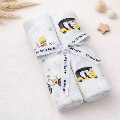 Dxb Rickshaw Muslin Swaddle Set (Pack of 2)