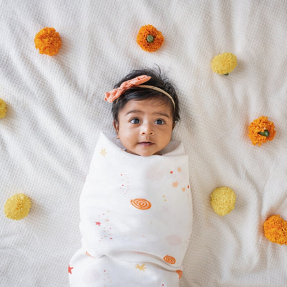 Single Pack Jalebi Organic Cotton & Bamboo Muslin Swaddle